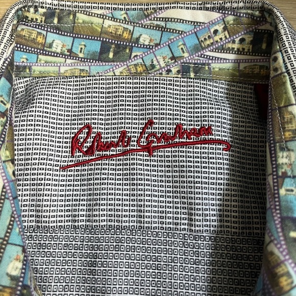 Robert Graham Flip Cuff Button Down Shirt L 42 16 1/2 Cotton - Picture 4 of 8